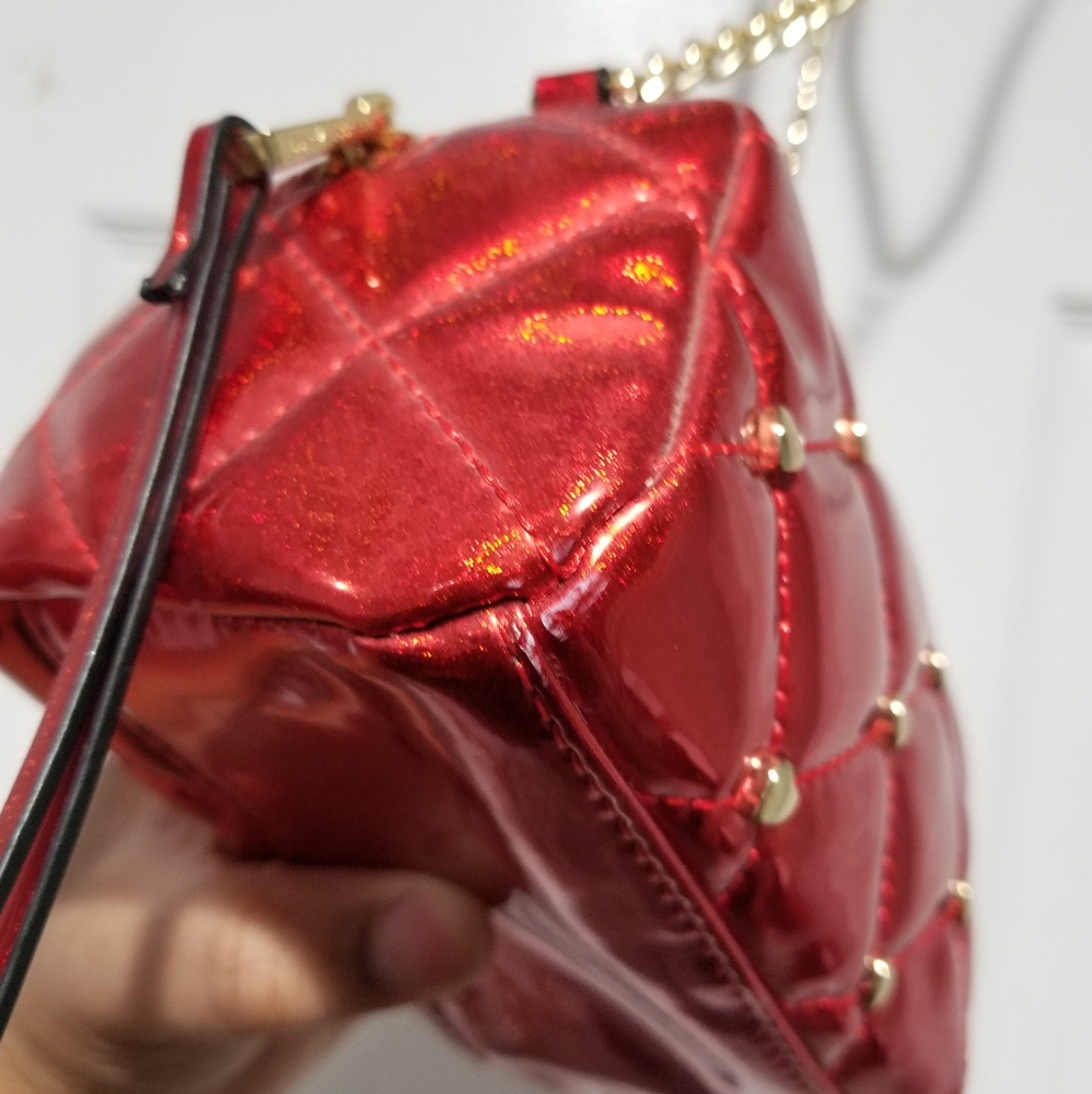 Juicy Couture Metallic Gold & Poppy Red Quilted Sofie Mini Crossbody Bag - Picture 6 of 15